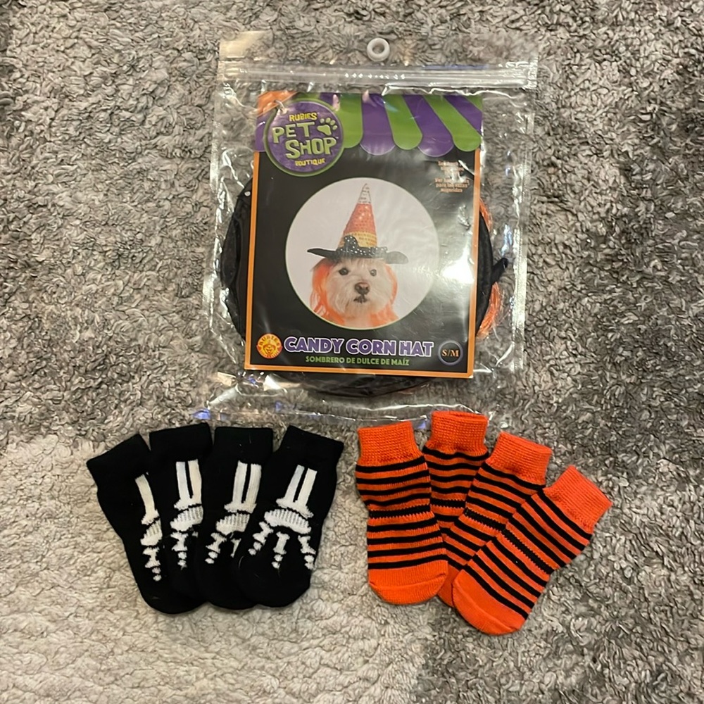 Halloween Dog Socks and Hat